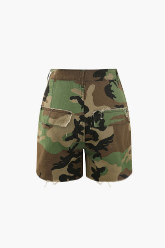 Heidi-Mode | Hosen Camo Cargo Ripped Shorts