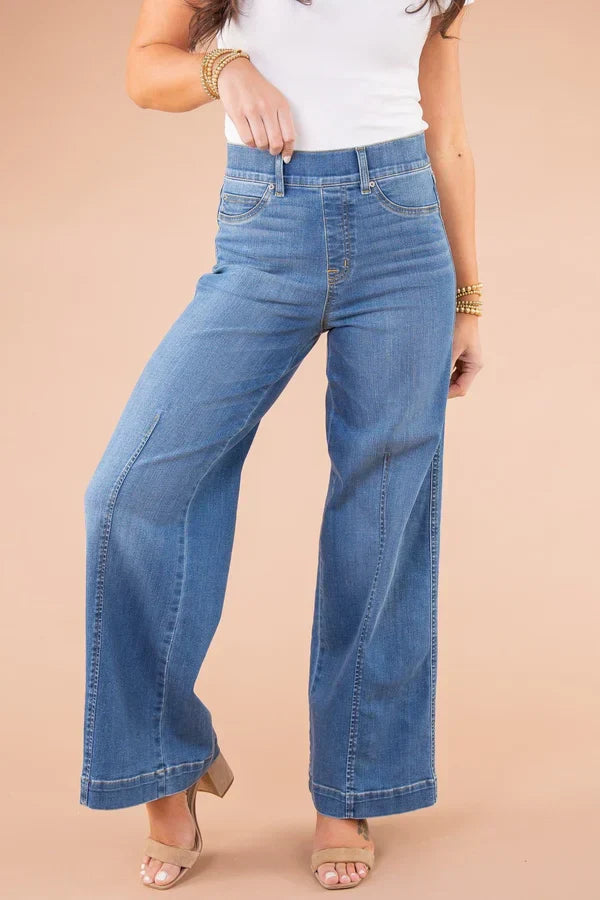 Heidi-Mode | Jeans mit Weitem Bein und Naht Vorne