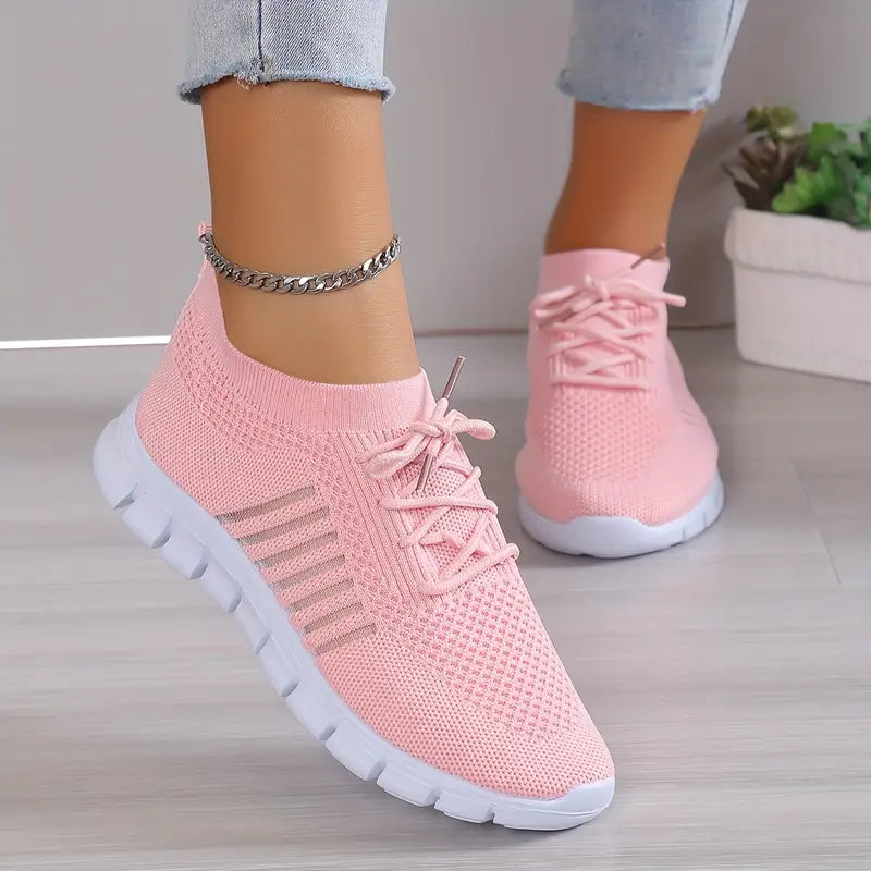 Heidi-Mode | Atmungsaktive Schnürsenkel Knitfit Sneakers für Laufen