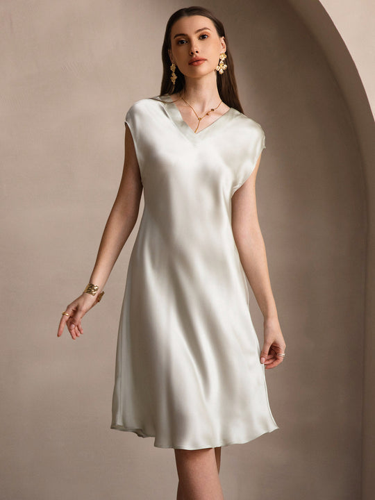 Heidi-Mode | Elegante Nachthemd Reine Seide mit V-Ausschnitt