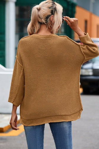 Slouchy Textured Knit Loose Pullover