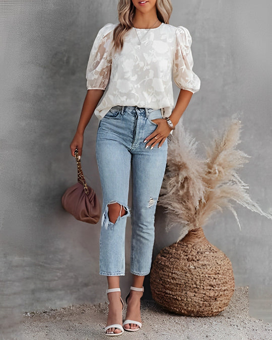 Heidi-Mode | Puffärmeliges Chiffonhemd