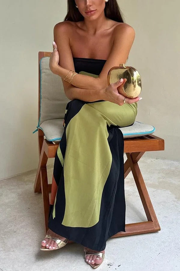 Heidi-Mode | Jaime Abstrakter Floralprint Elastischer Off-Shoulder Urlaub Locker Maxi Kleid