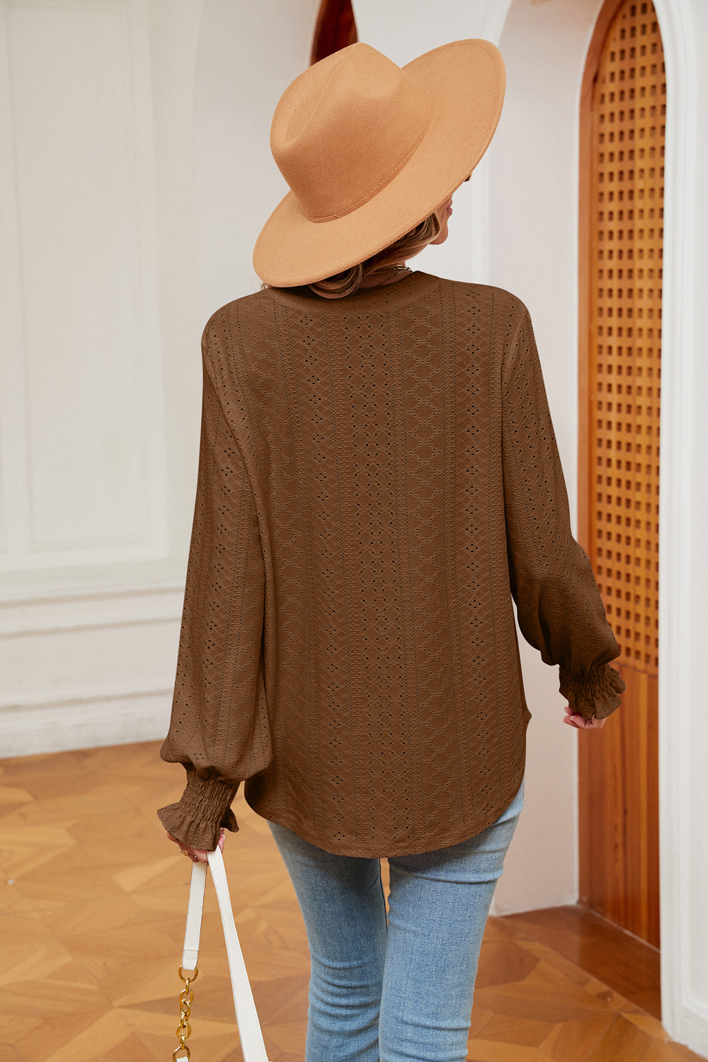 Heidi-Mode | Notchkragen Volant Ärmel Bluse