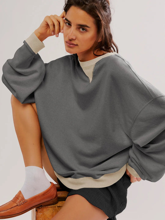 Heidi-Mode | Bunter Sweatpullover Mit Laternenärmeln Lässig