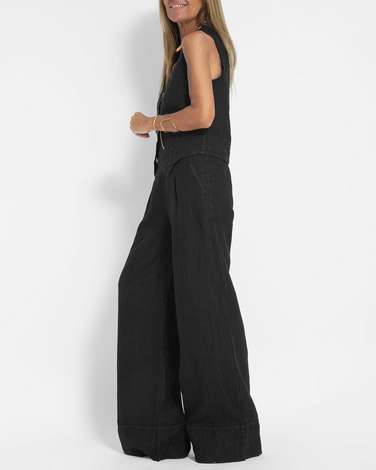 Heidi-Mode | Einfach, Elegant Set Bestehend aus Leinenweste und Breiten Hosen