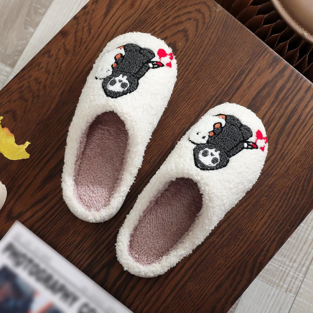 Heidi-Mode | Cotton slippers with Halloween ghost skull embroidery