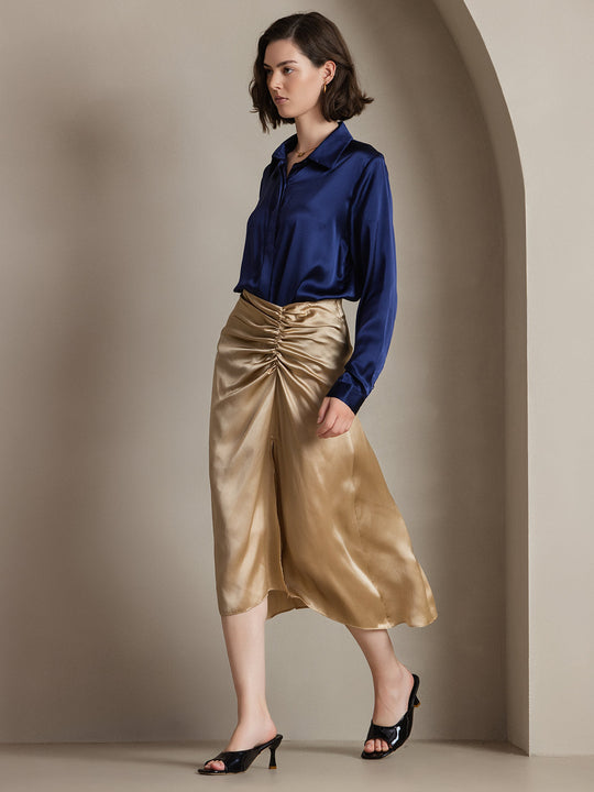 Heidi-Mode | Damen Klassische Seide Langarmshirt