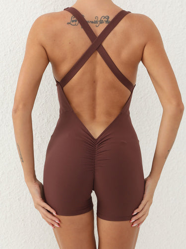 Heidi-Mode | Überkreuz Scoop Neck Breite Träger Aktive Romper