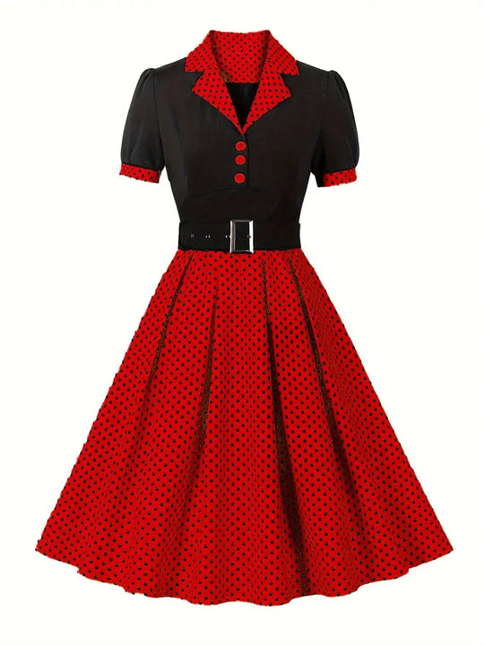 Heidi-Mode - Stilvolle Herbst Vintage Kleid mit Polka Dots für Frauen