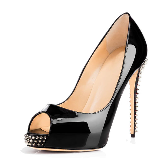 Heidi-Mode | Damen Stilvolle Plattform Nieten High Heelschuhe