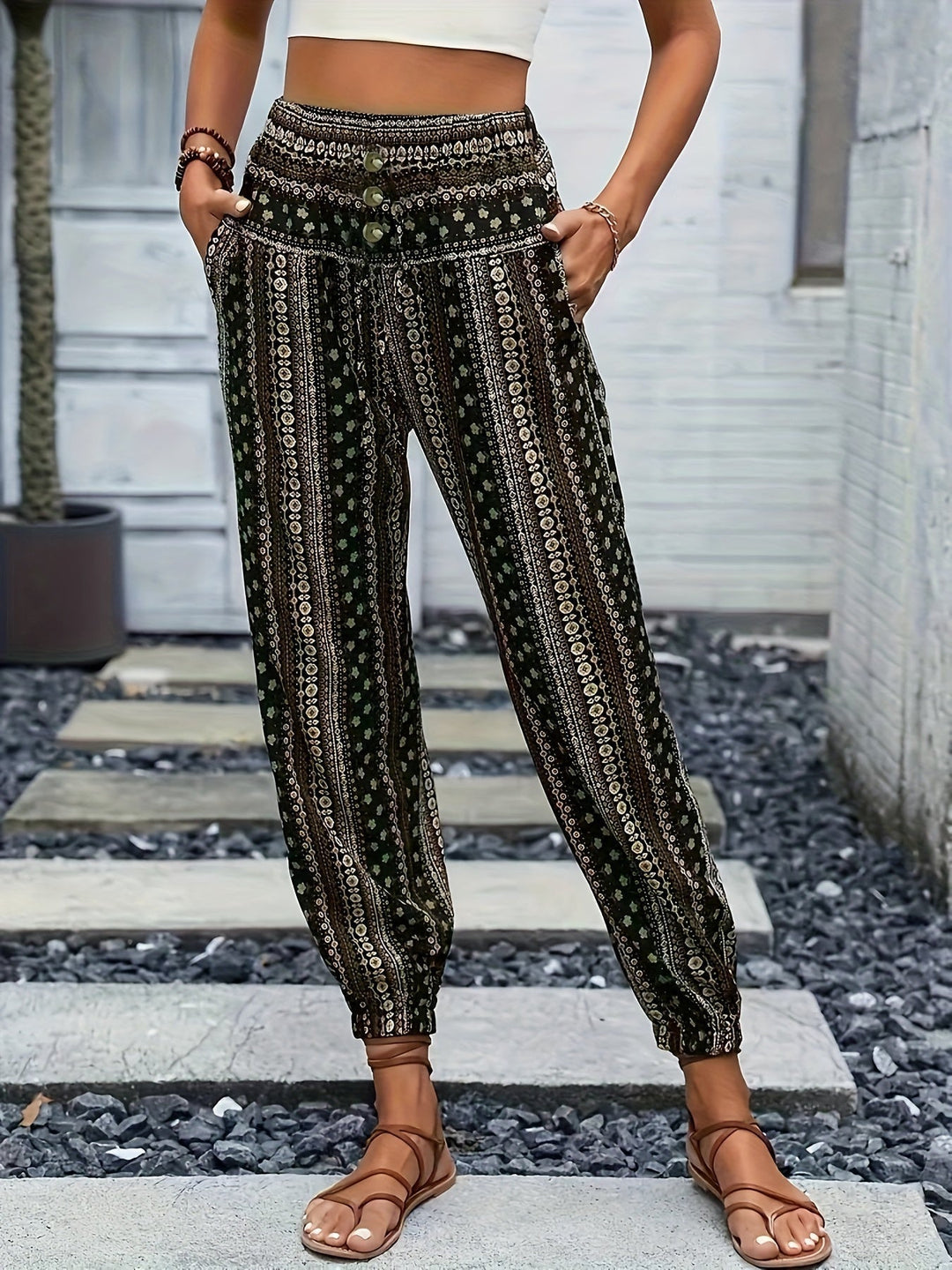 Heidi-Mode | Hohe Taille Druckhose Instant Boho Vibe