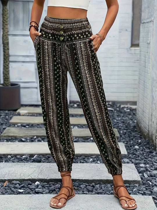 Heidi-Mode | Hohe Taille Druckhose Instant Boho Vibe