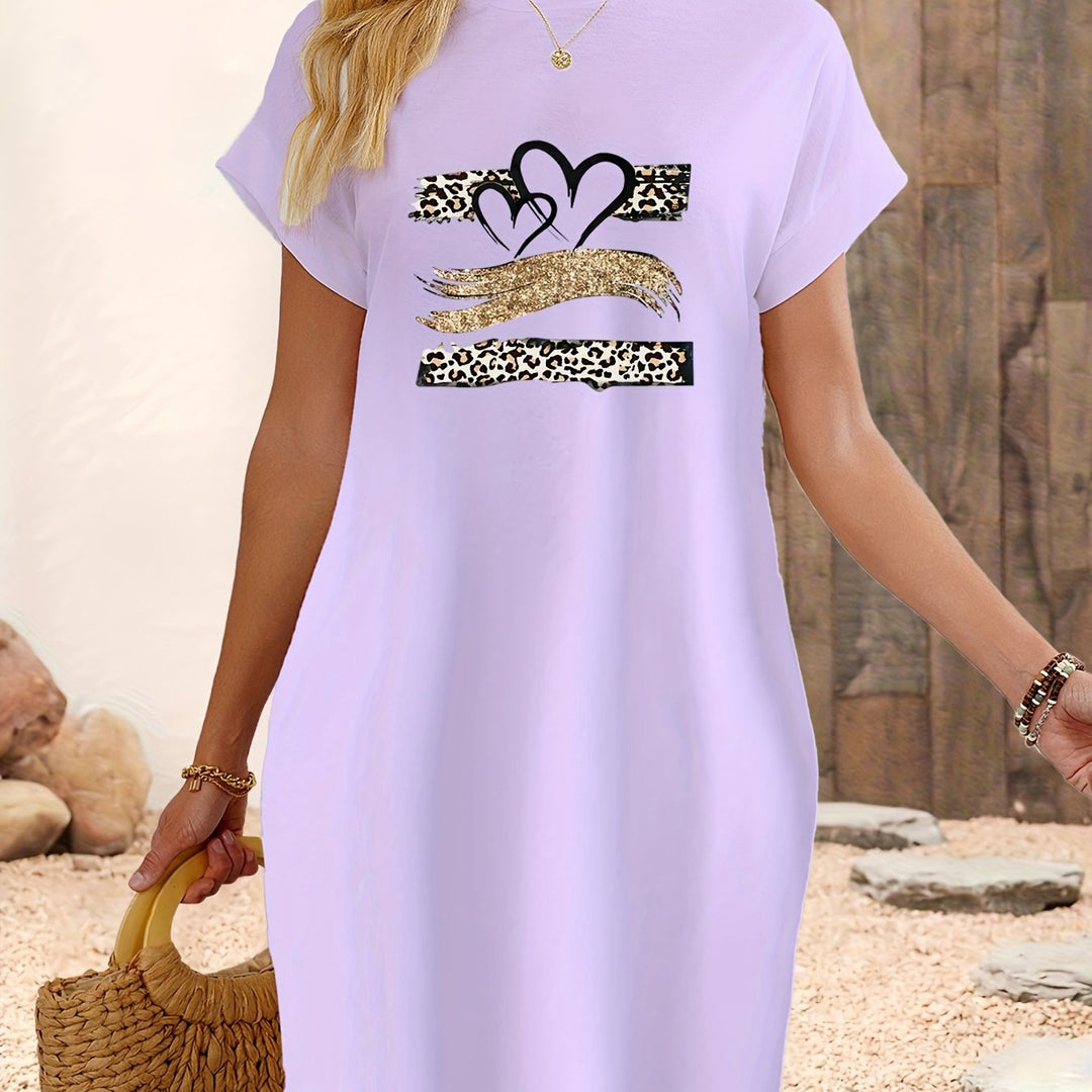 Heidi-Mode | Kleid mit Herzen und Pantherdruck mit Taschen