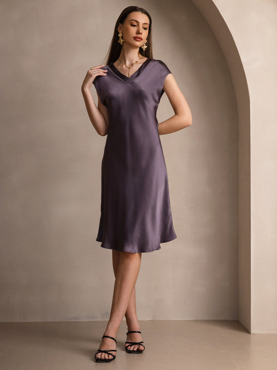 Heidi-Mode | Elegante Nachthemd Reine Seide mit V-Ausschnitt