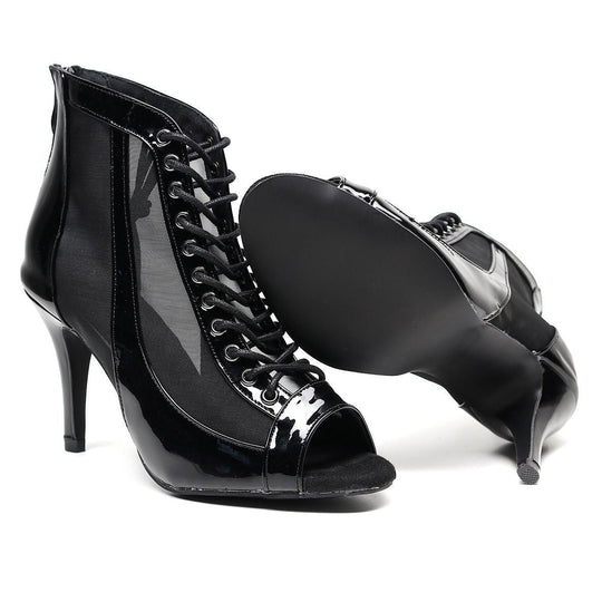 Heidi-Mode | Damen Schwarze Stiletto-Ferse Latin Tanzschuhe Reißverschluss
