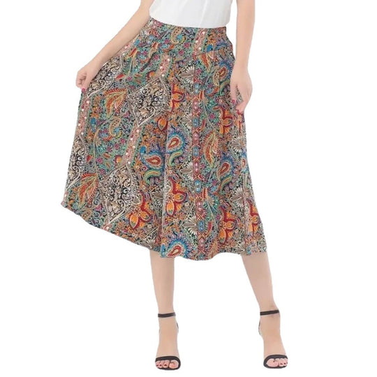 Heidi-Mode | Damen Chiffon Culottes mit Breiten Beinen und Hoher Elastischer Taille