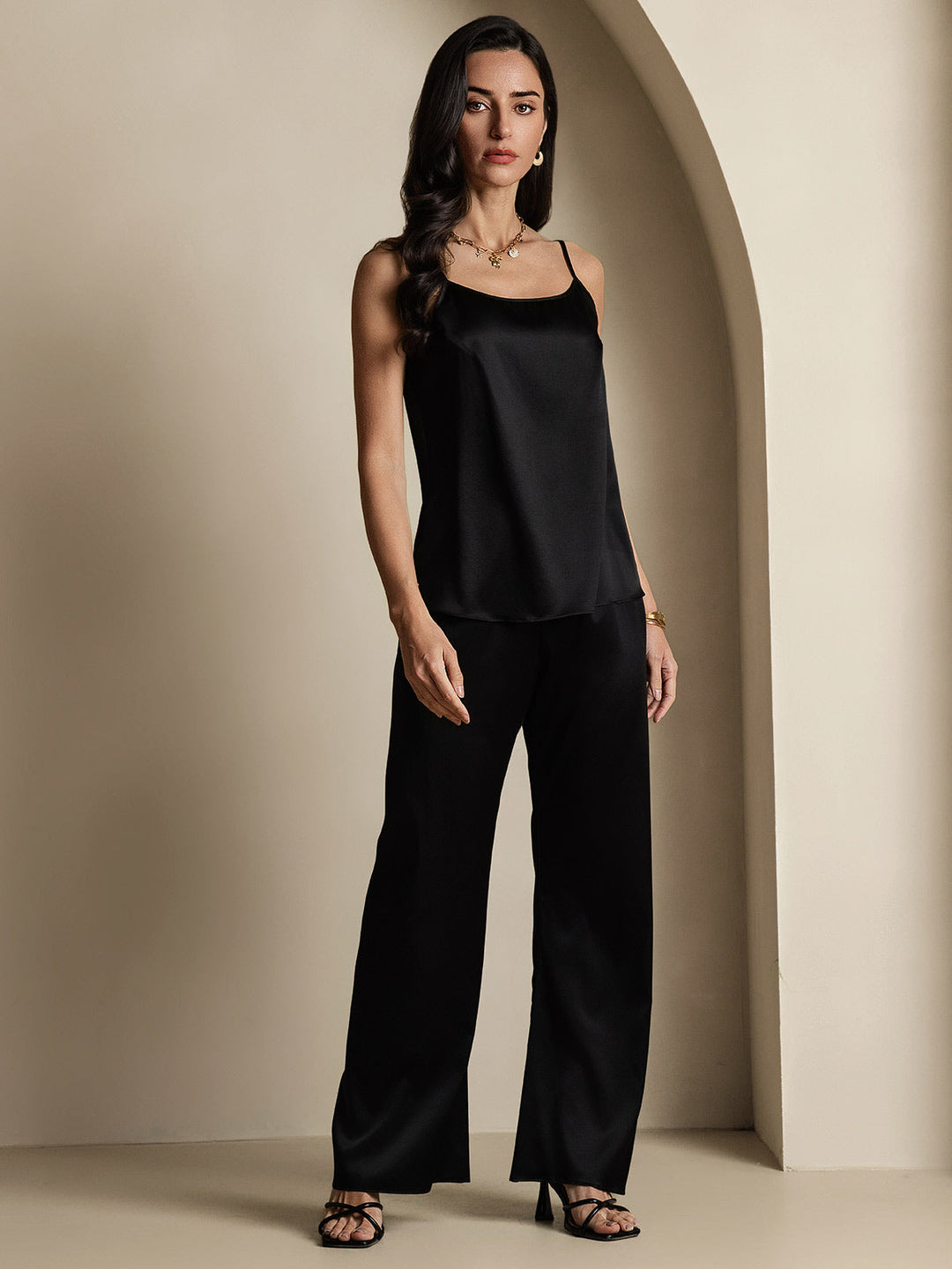 Heidi-Mode | Seide Entspannt Spaghettiträger Camisole Top