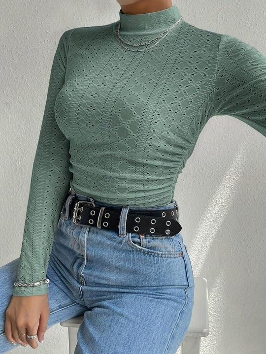 Heidi-Mode | T-Shirt mit Hohem Kragen und Augen
