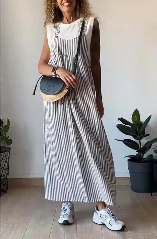 Heidi-Mode | Gestreiftes Jumpsuit Kleid für Damen Lässiger Stil