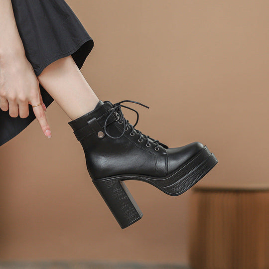 Heidi-Mode | Mode Kurze Stiefel Wasserdicht Plattform Dickere Ferse Hohe Absätze