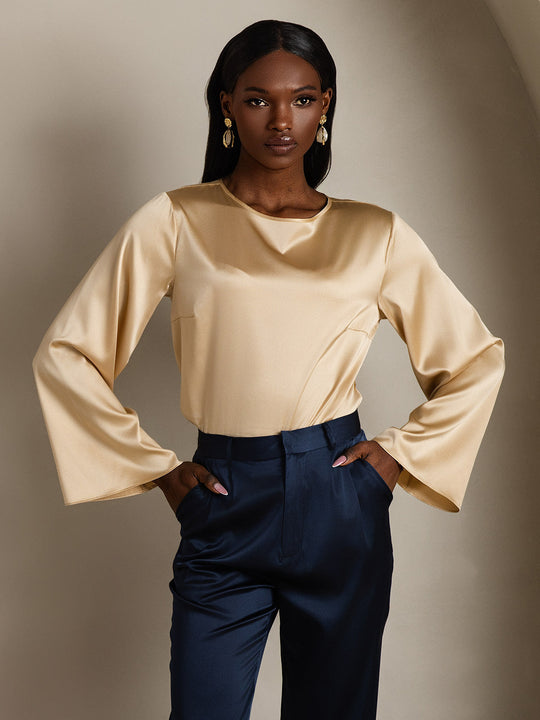 Heidi-Mode | Seiden Langarm Bluse