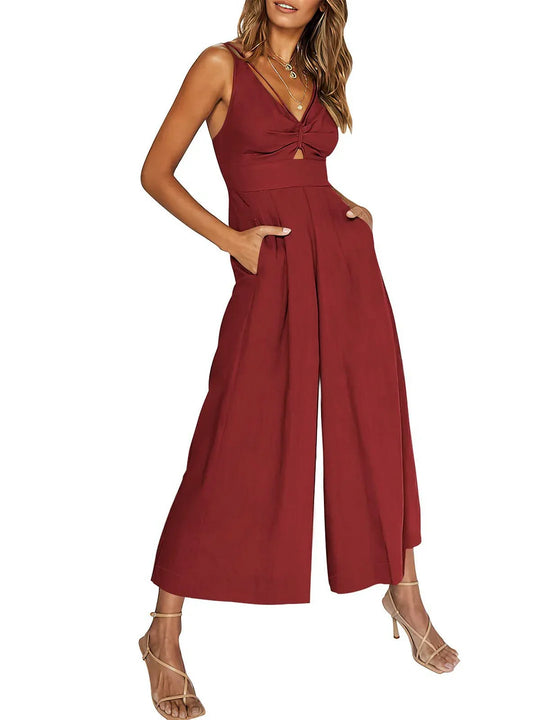 Heiße Verkaufs V-Ausschnitt Cutout High-Waist Jumpsuits