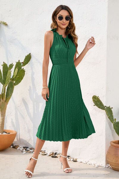Heidi-Mode | Swiss Dot Schleifenhals Ärmelloses Kleid