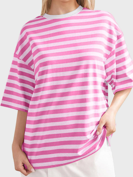 Heidi-Mode | Gestreiftes Rundhals-Halbarm-T-Shirt