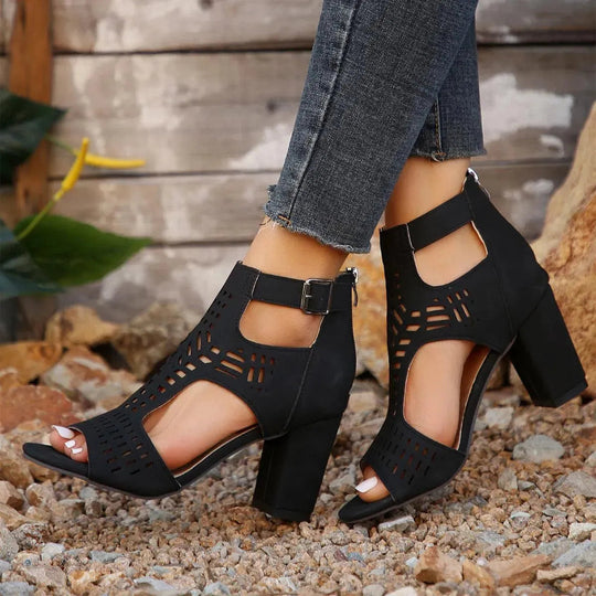 Heidi-Mode | Sandalen met vierkante hoge hak