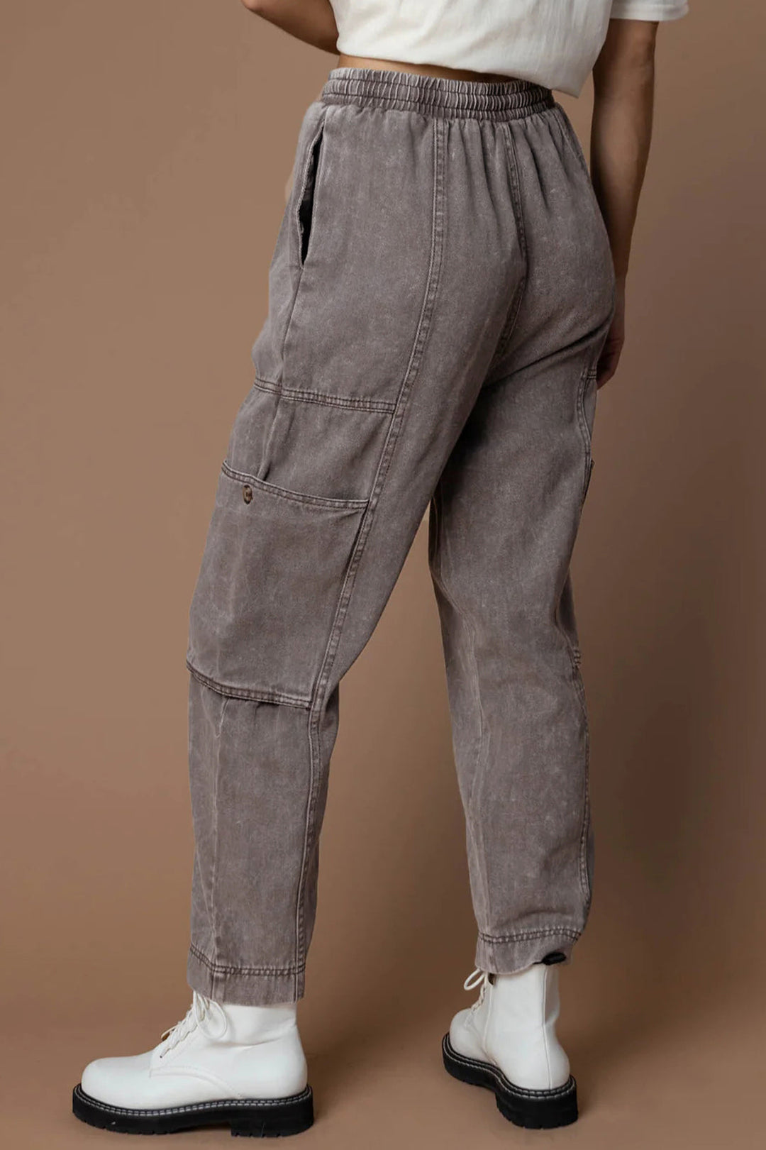 Acid Wash Multi Pocket Hose Mit Kordelzug An Der Taille