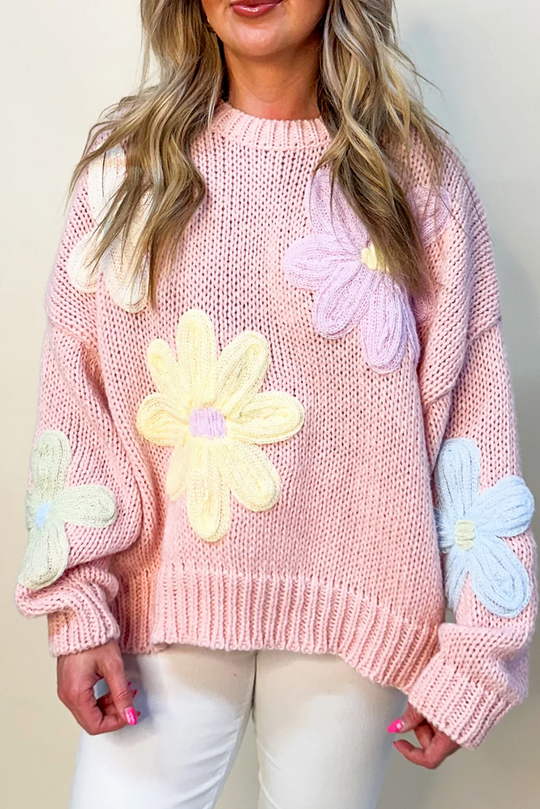 Heidi-Mode | Pullover Mit Blumenstickerei, Rosenblättern Und  Fäden