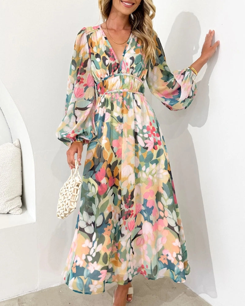 Heidi-Mode | Boho Blumen Maxi Kleid