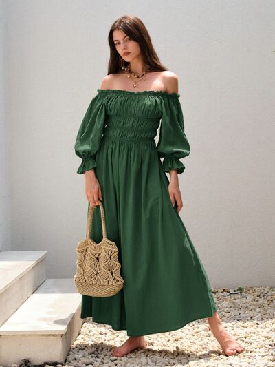 Heidi-Mode | Gekräuselte Schulterfreie Volantärmeldress