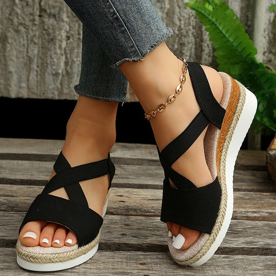 Heidi-Mode | Keilsandalen Kreuzriemen Plateau Gladiator