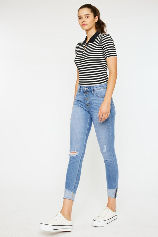 Heidi-Mode | Kancan Distressed Cat'S Whiskers Button Fly Jeans