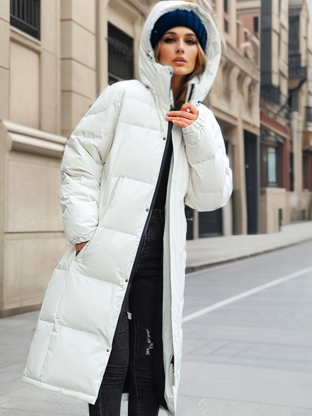 Heidi-Mode | Stylischer Puffer langer Wintermantel mit Kapuze und Polsterung perfekt für Outdoor-Aktivitäten