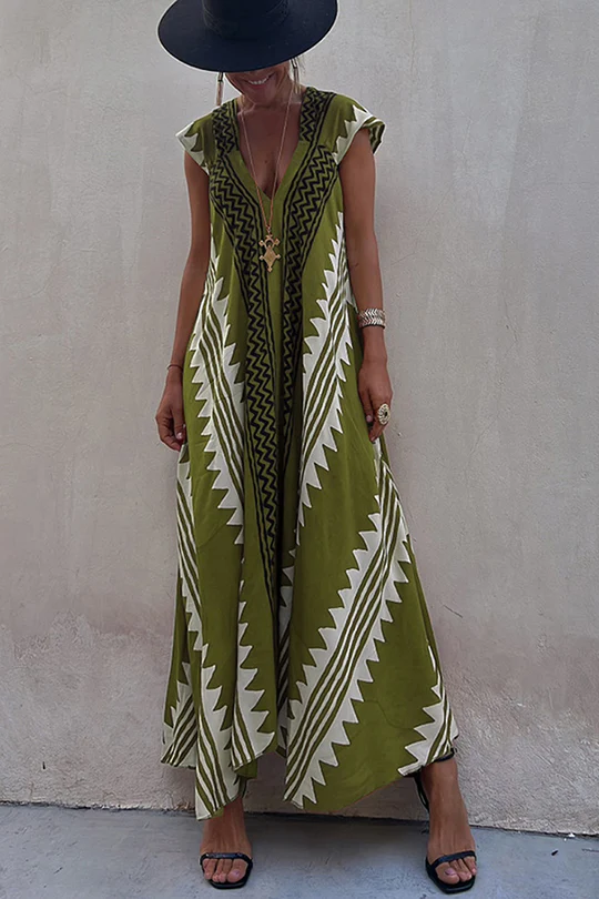 Heidi-Mode | Maxi Strandkleid mit Ethno-Muster