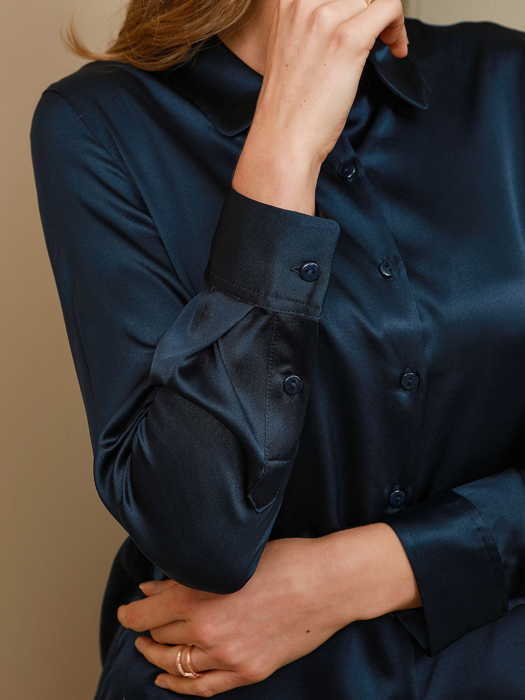 Heidi-Mode | Damen Seiden Basis Militär Revers Hemd
