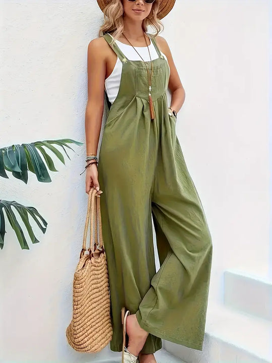 Heidi-Mode Lässiger Knopf-Overall Jumpsuit