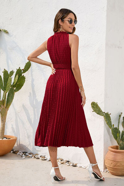 Heidi-Mode | Swiss Dot Schleifenhals Ärmelloses Kleid