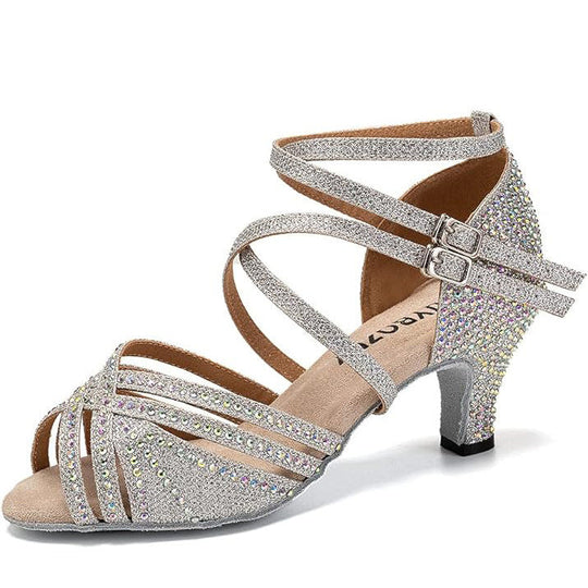 Heidi-Mode | Hot Drilling Lateinische Tanzschuhe Damen Mittelabsatz