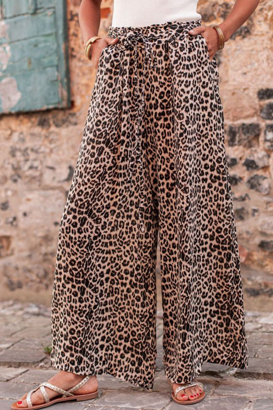 Boho-Leopard-Hose Mit Weitem Bein