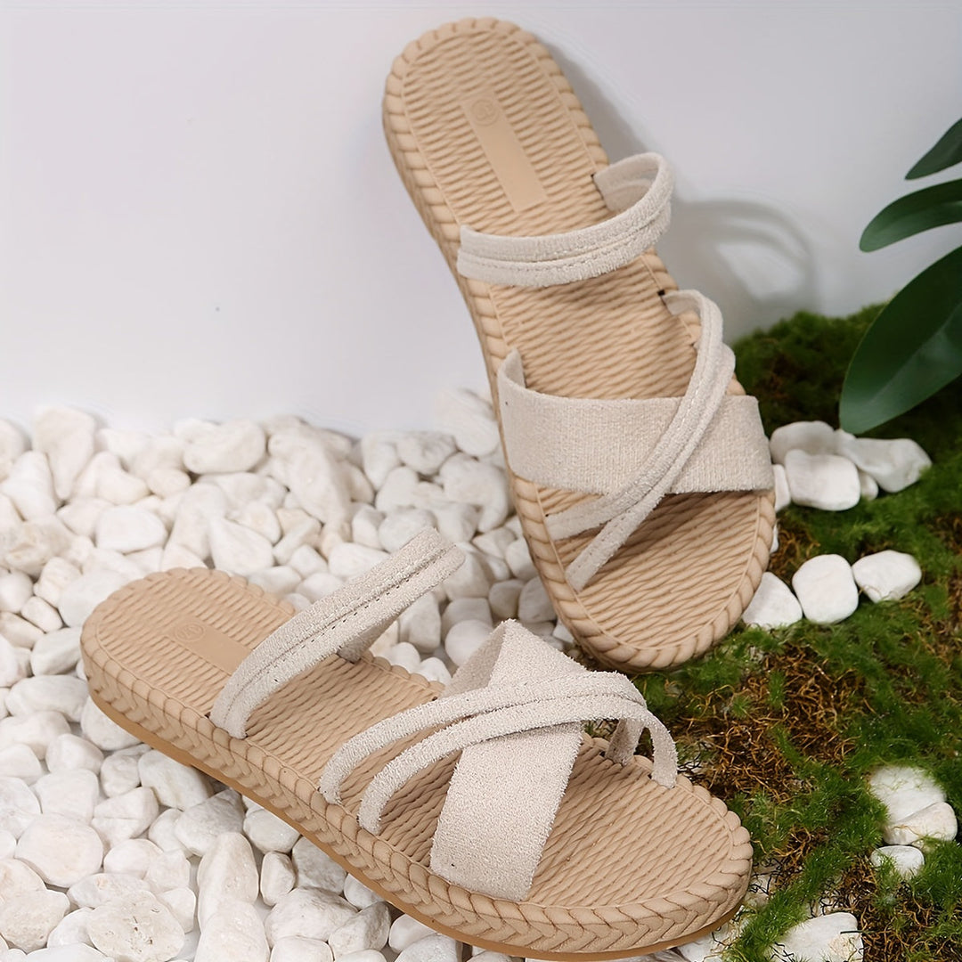 Heidi-Mode | Damen Flache Sandalen mit Offenen Zehen und Rutschfester Riemen