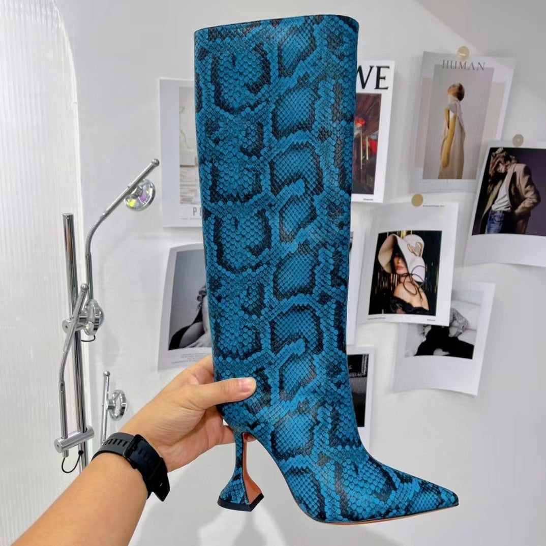Heidi-Mode | Catwalk Serpentine Seitlicher Reißverschluss Spitz Frauen High Heels Schuhe