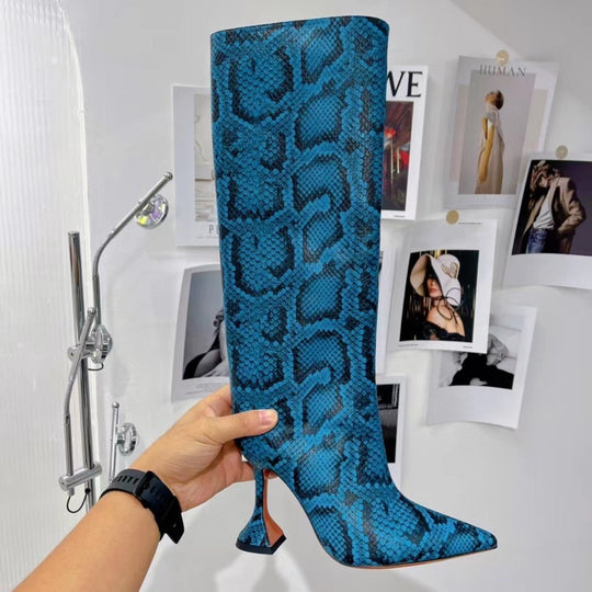 Heidi-Mode | Catwalk Serpentine Seitlicher Reißverschluss Spitz Frauen High Heels Schuhe