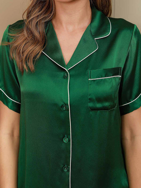 Heidi-Mode | 100% Seide Pyjamas Kurzes Pyjamas Set 2 Stk