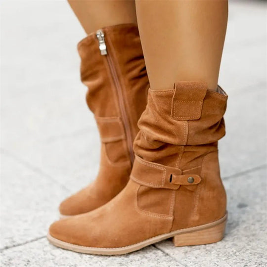 Heidi-Mode | Braune Stiefel Mit Niedriger Ferse Für Herbst Und Winter