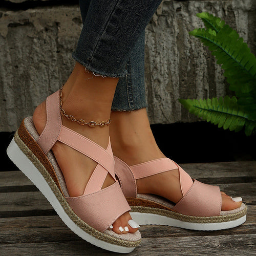 Heidi-Mode | Keilsandalen Kreuzriemen Plateau Gladiator