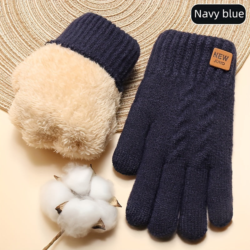 Heidi-Mode | Strick Winterhandschuhe mit Fleece-Futter und Touchscreen-Funktion